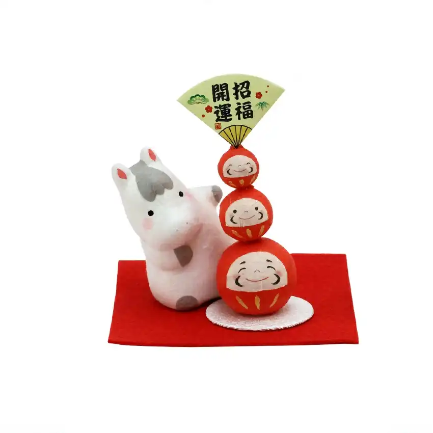 ちぎり和紙 のぞきうまと開運だるま